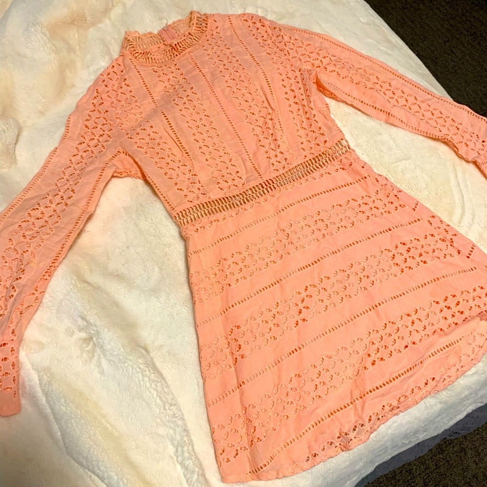 Blush eyelet mini dress